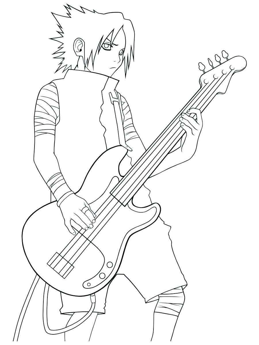 naruto para colorir tocando guitarra