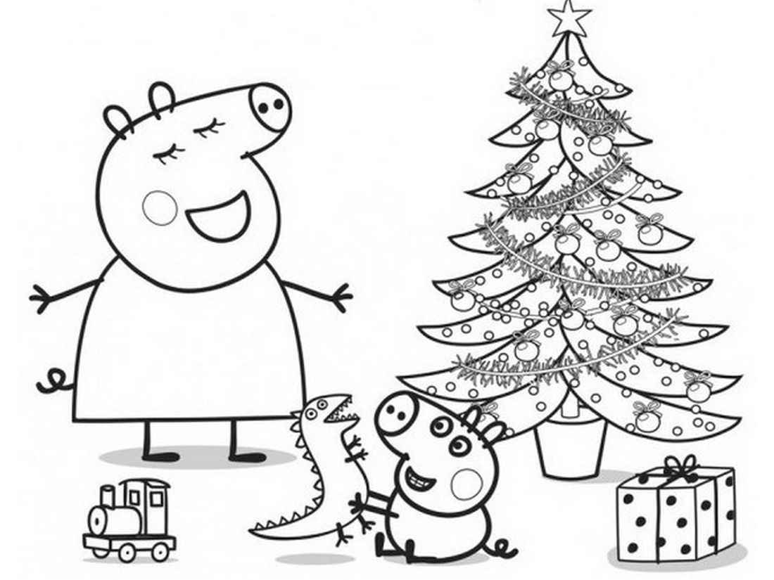 Peppa Pig with Christmas presents.