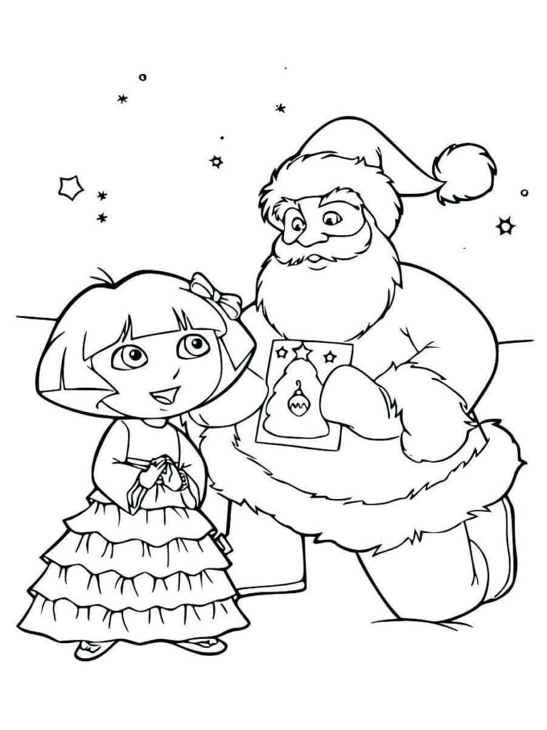 papai noel como dora para colorir