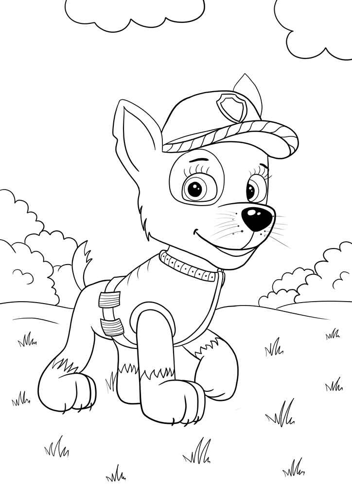 Desenhos para colorir do Cute Paw Patrol Tracker - Desenhos para colorir  gratuitos para impressão