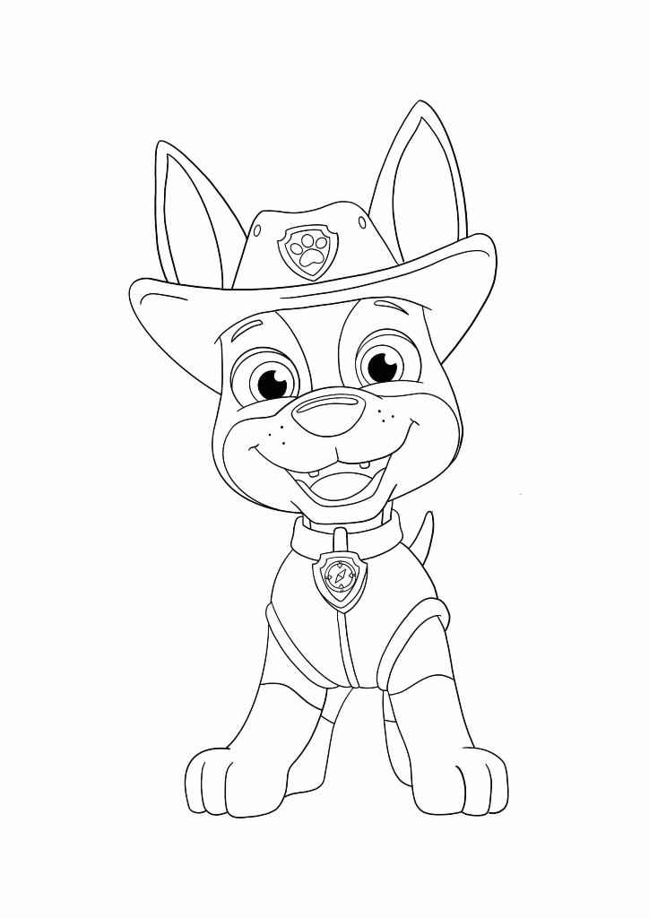 Desenhos para colorir do Cute Paw Patrol Tracker - Desenhos para colorir  gratuitos para impressão