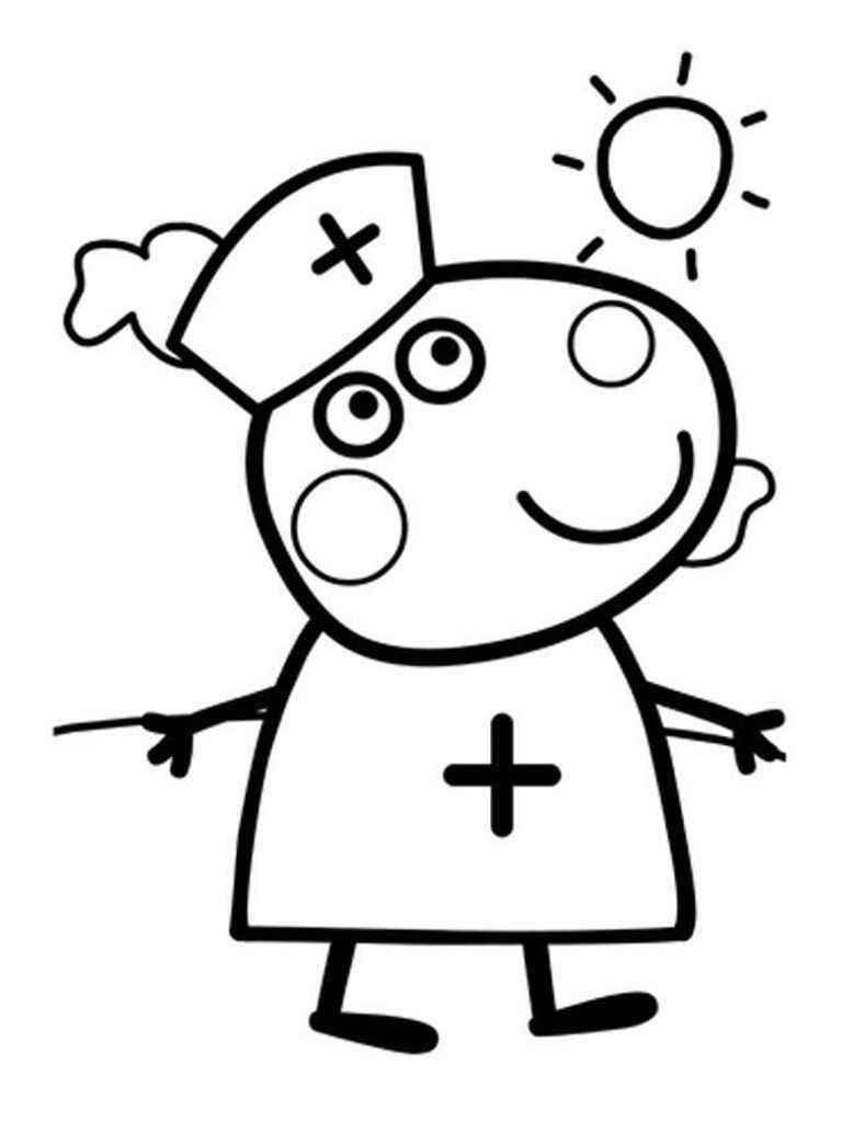 Peppa Pig coloring pages as a nurse.