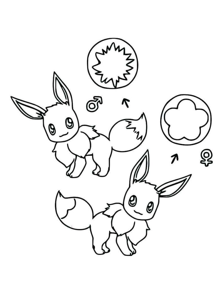 Desenho para colorir Pokémon - Eevee : Eevee & Pikachu 42