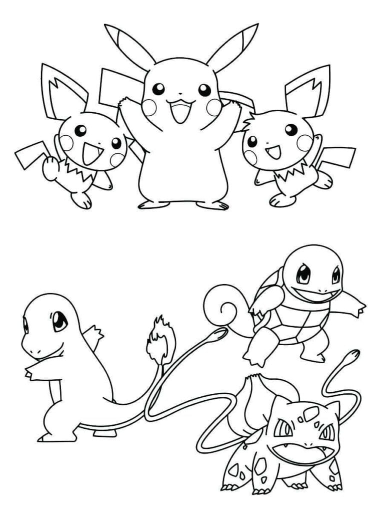 115 desenhos de Pokémon para colorir