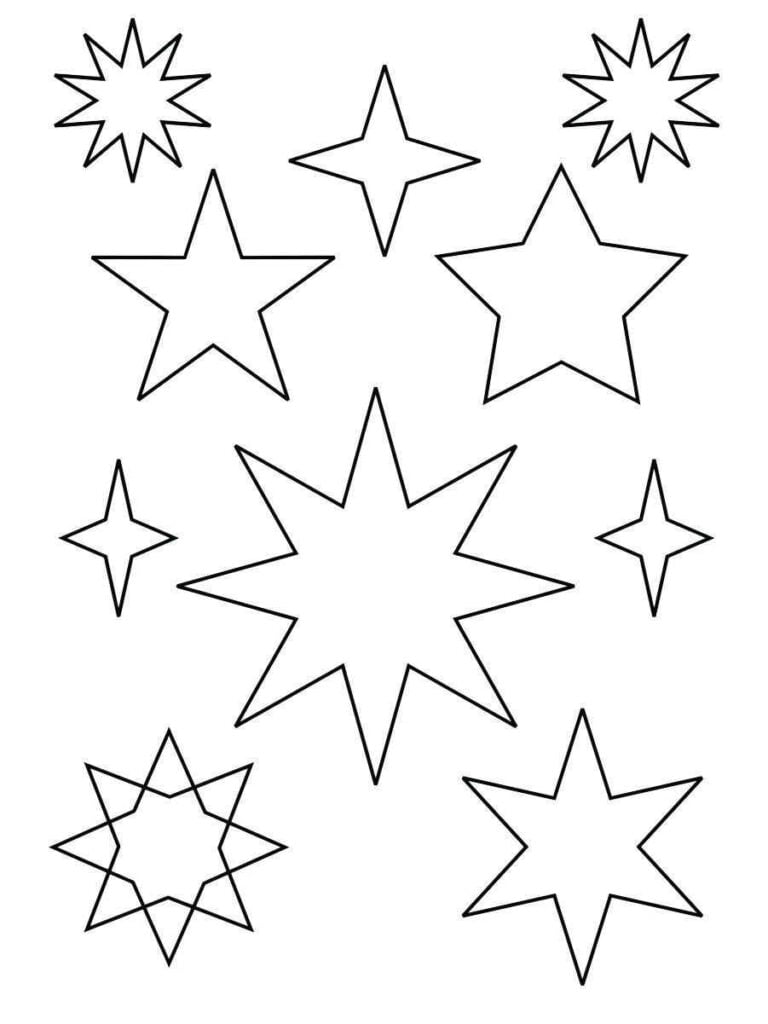 Estrelas simbolos do natalalinos para pintar e imprimir