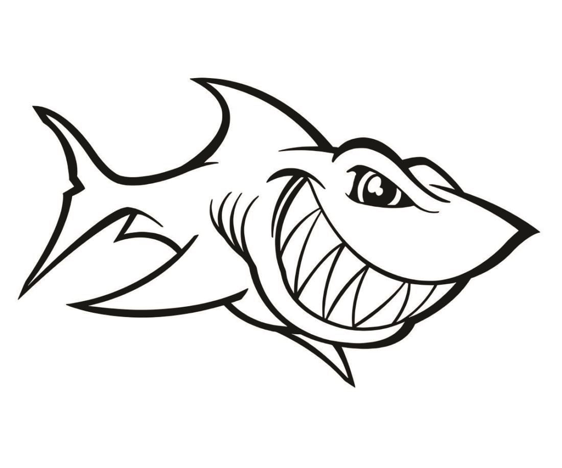desenhos para colorir de tubarão para imprimir 6630736 Vetor no