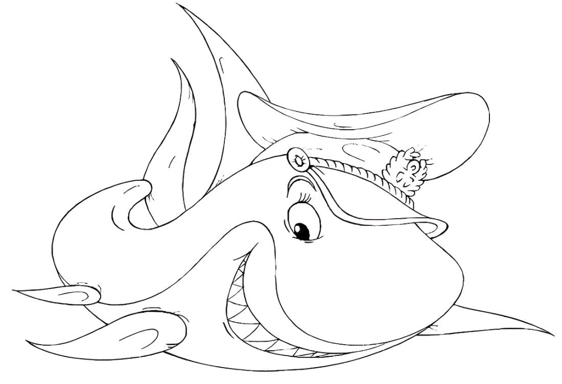desenhos para colorir de tubarão para imprimir 6630736 Vetor no