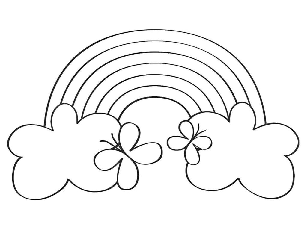 desenho de nuvem com arco iris para colorir