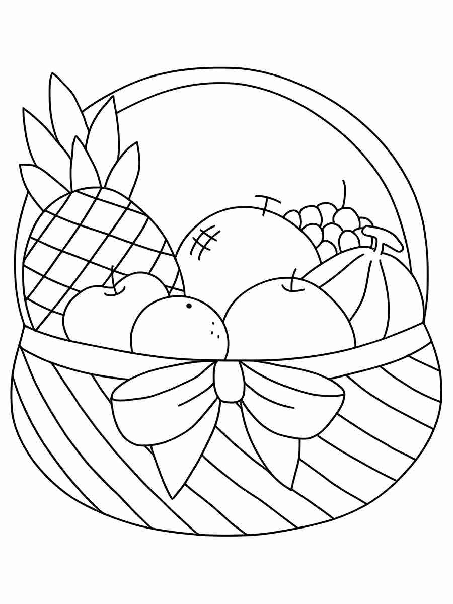 Desenho de cesta de frutas para colorir