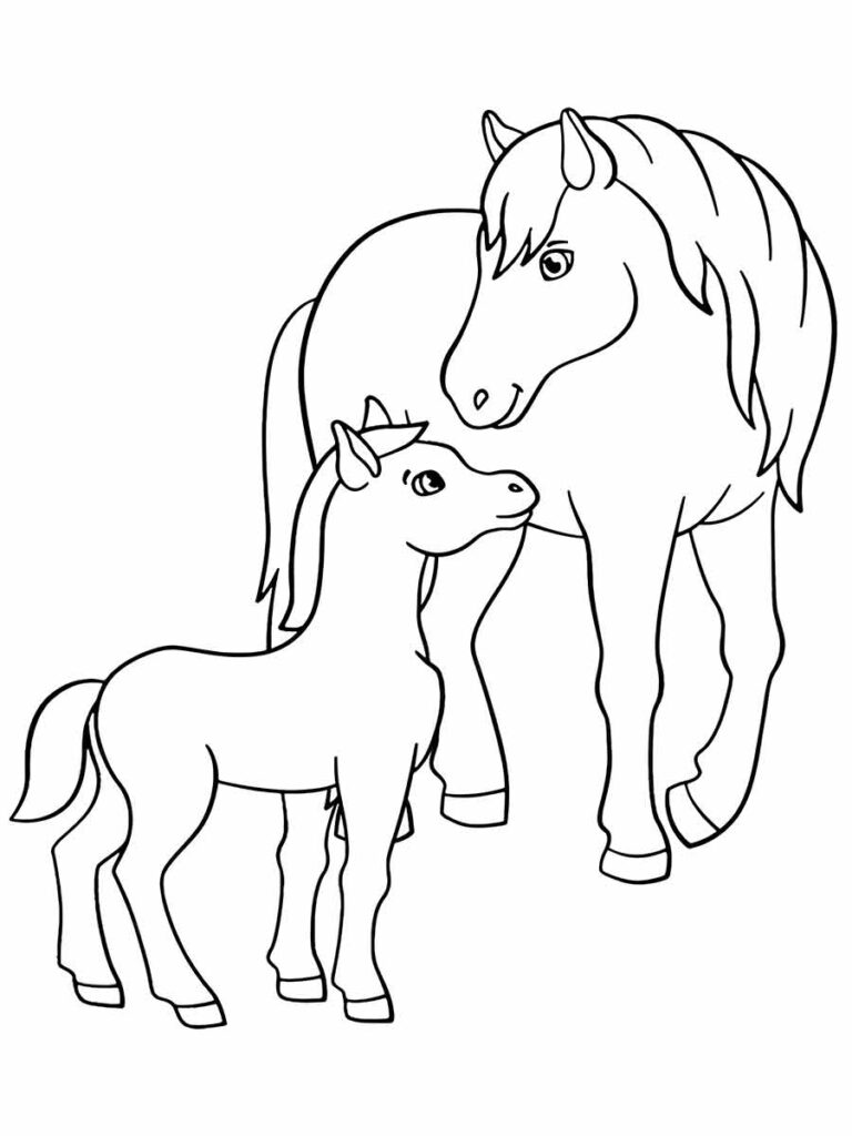 Desenhos para colorir grátis de cavalos selvagens para crianças
