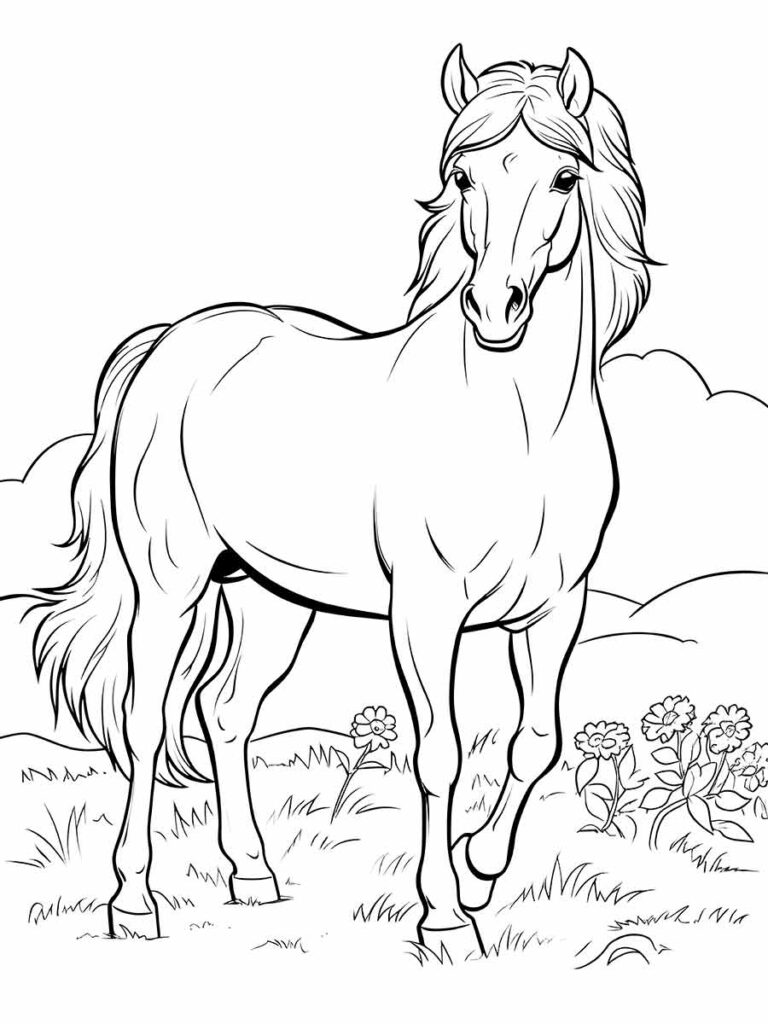 desenho para colorir de cavalo bonito