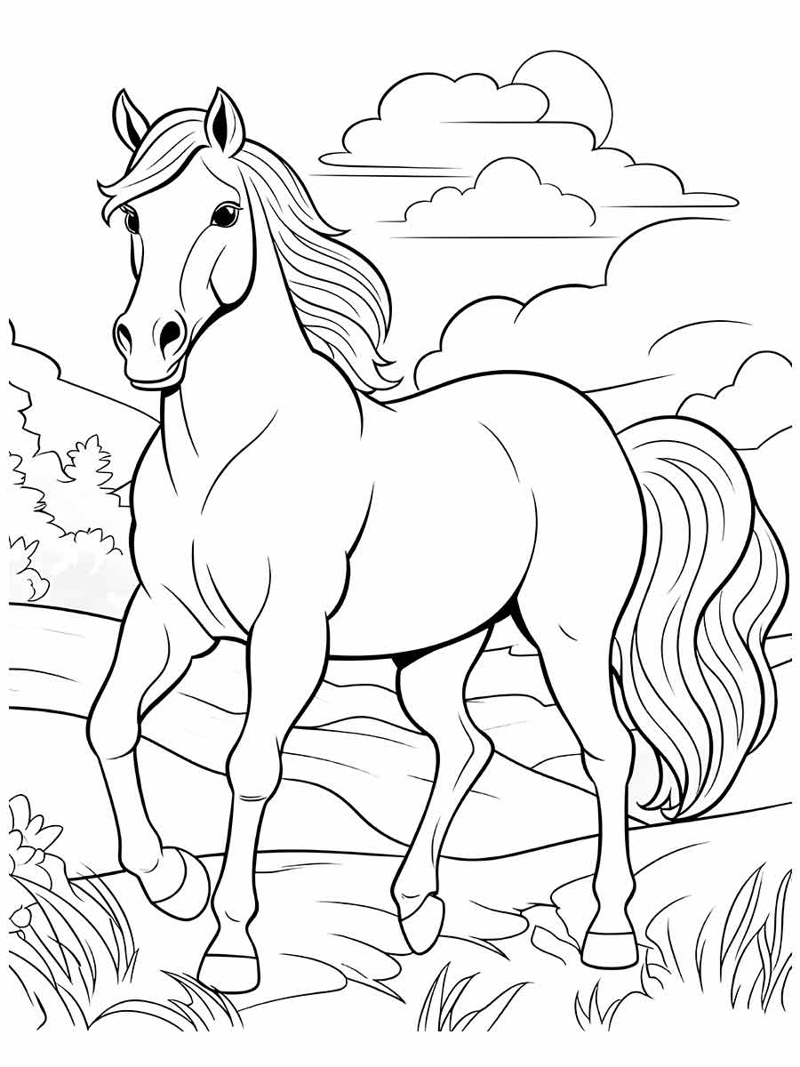 Desenhos para colorir de cavalos fofos de desenho animado