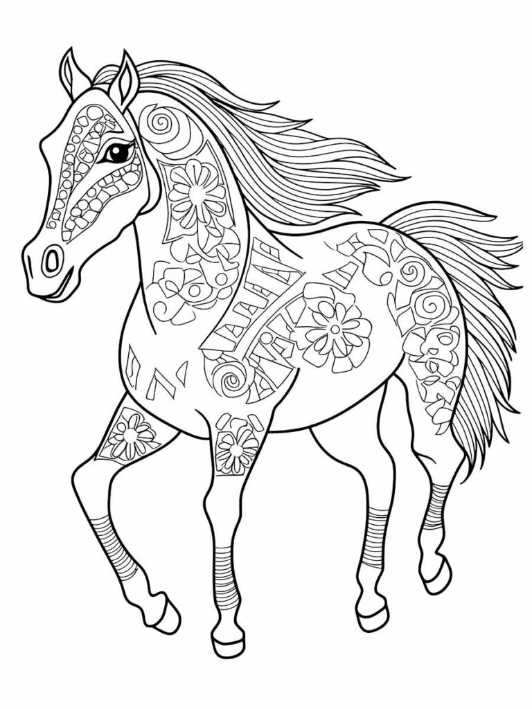 Desenho Mandala de cavalo para colorir