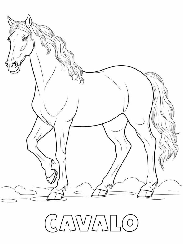 desenho de cavalo para colorir contorno detalhados