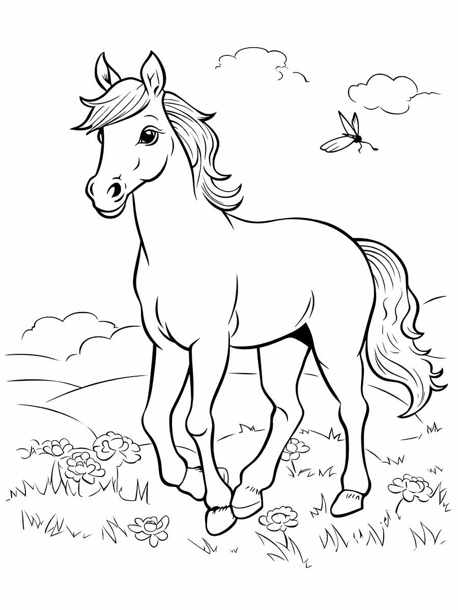 Desenhos para colorir grátis de cavalos selvagens para crianças