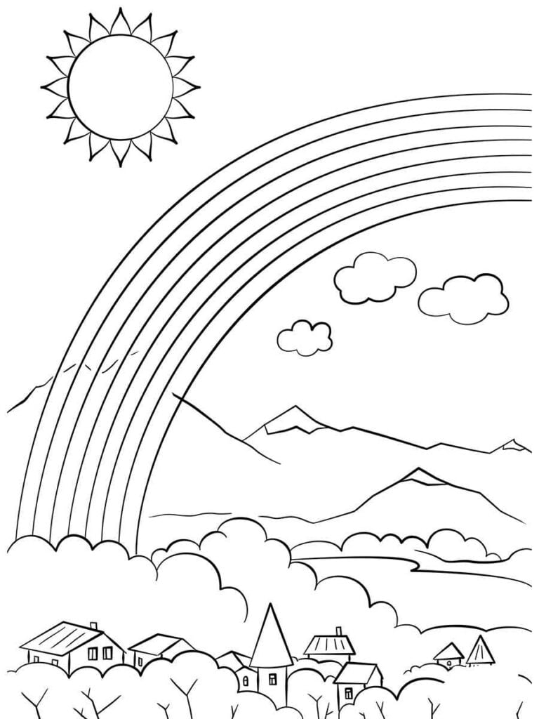 arco iris para colorir 7 cores