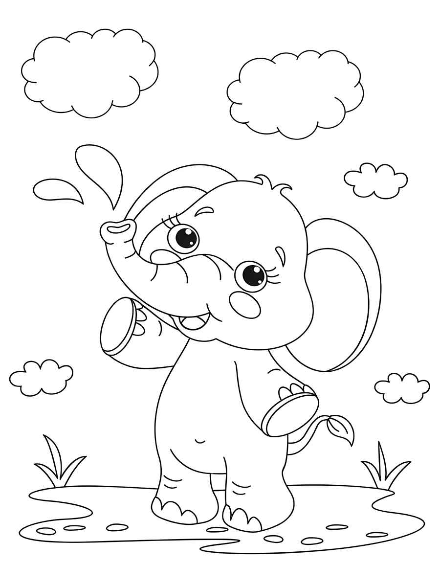 Desenho para colorir de elefante bêbe