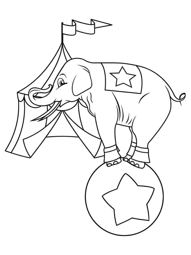 Desenho para colorir de elefante de circo