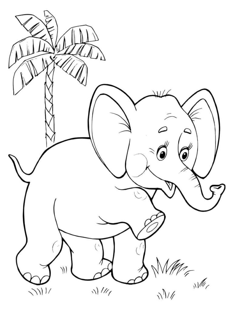 Desenho para pintar de elefante