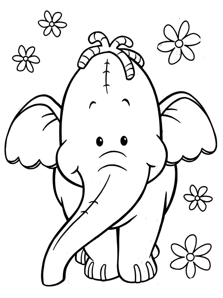 Desenho Educativo de elefante para pintar