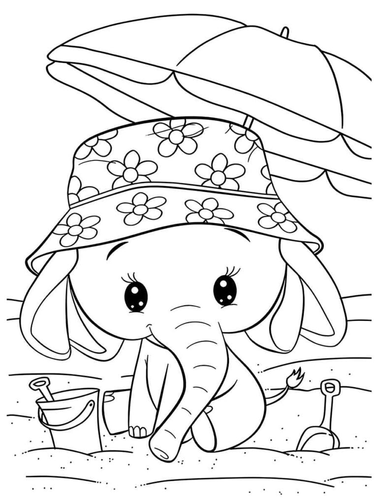 Desenho Educativo de elefante para pintar