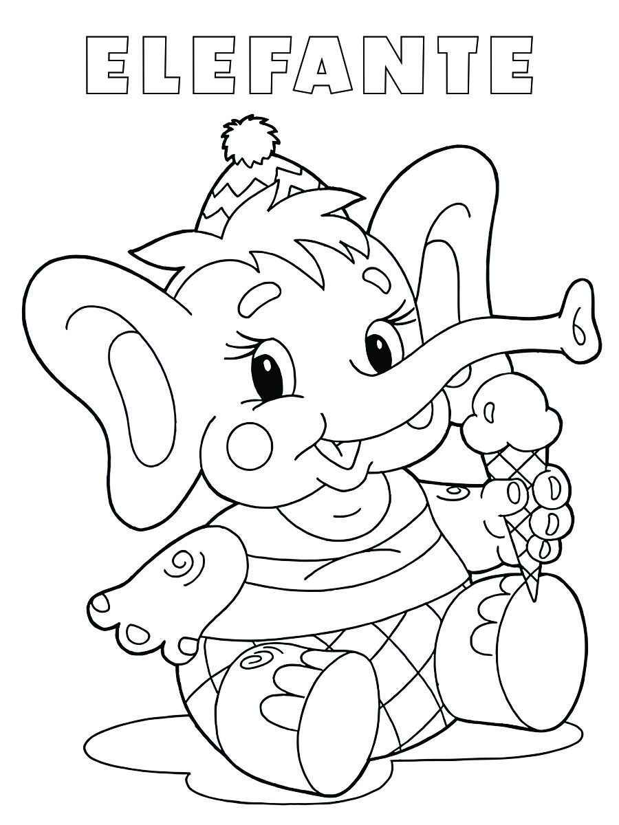 Desenho Educativo de elefante para colorir