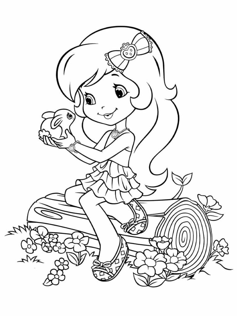 Desenho de uma menina Moranguinho para colorir