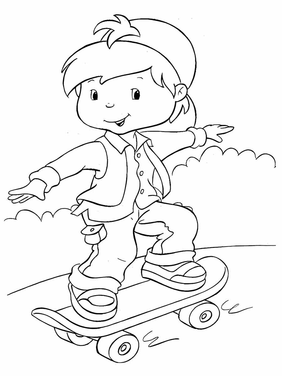 Desenho de Menino Correndo de Skate para Colorir