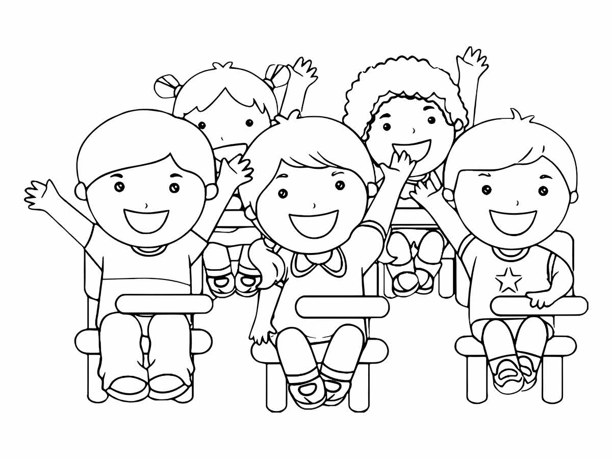 Desenho de Meninos na Escola para Colorir