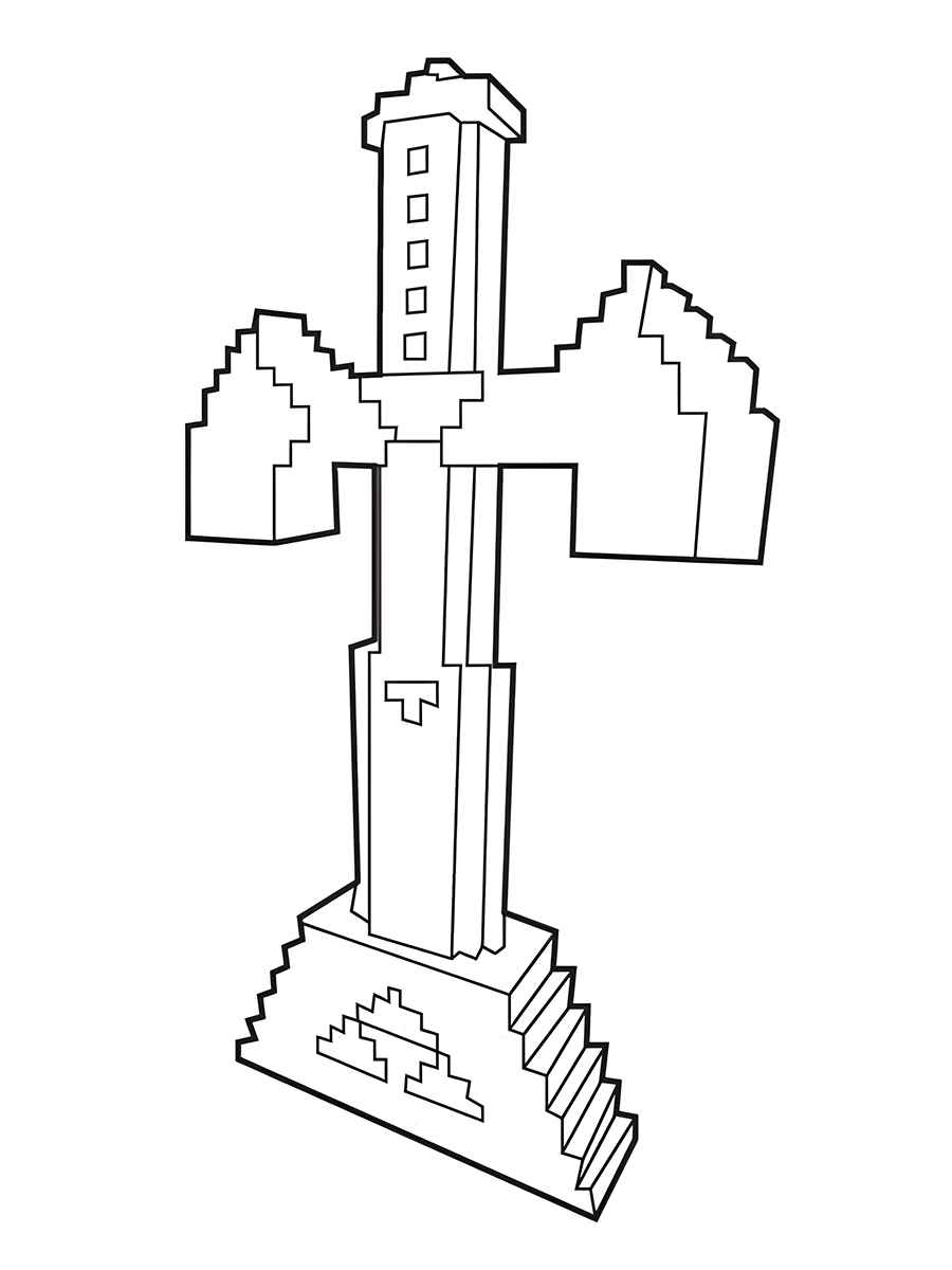 desenho para colorir minecraft espada de diamante