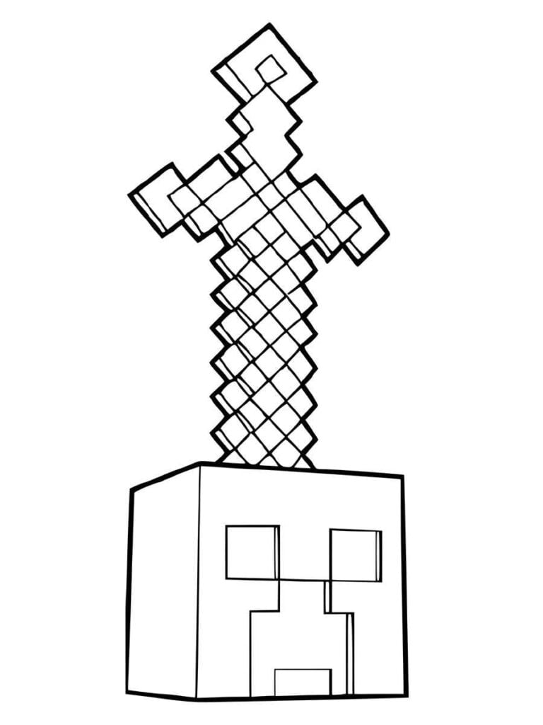 espada minecraft para colorir