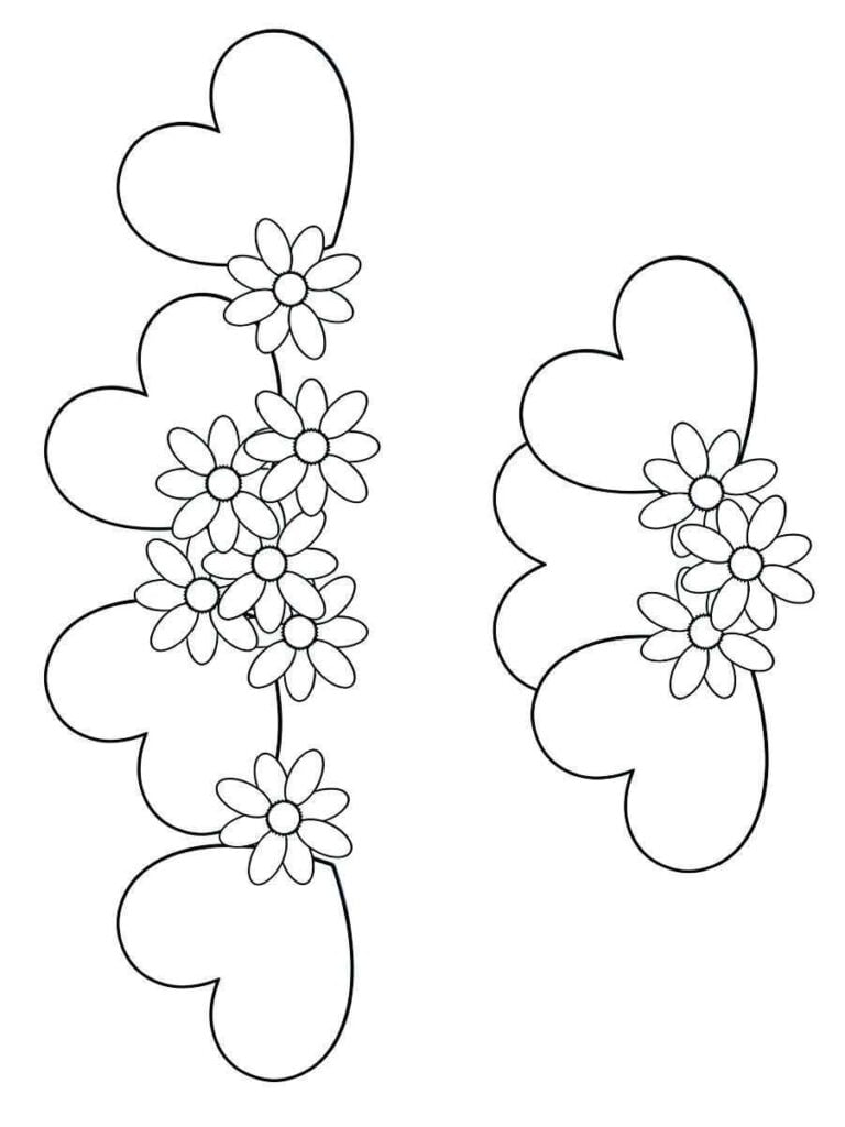 desenhos para colorir de coração e flores