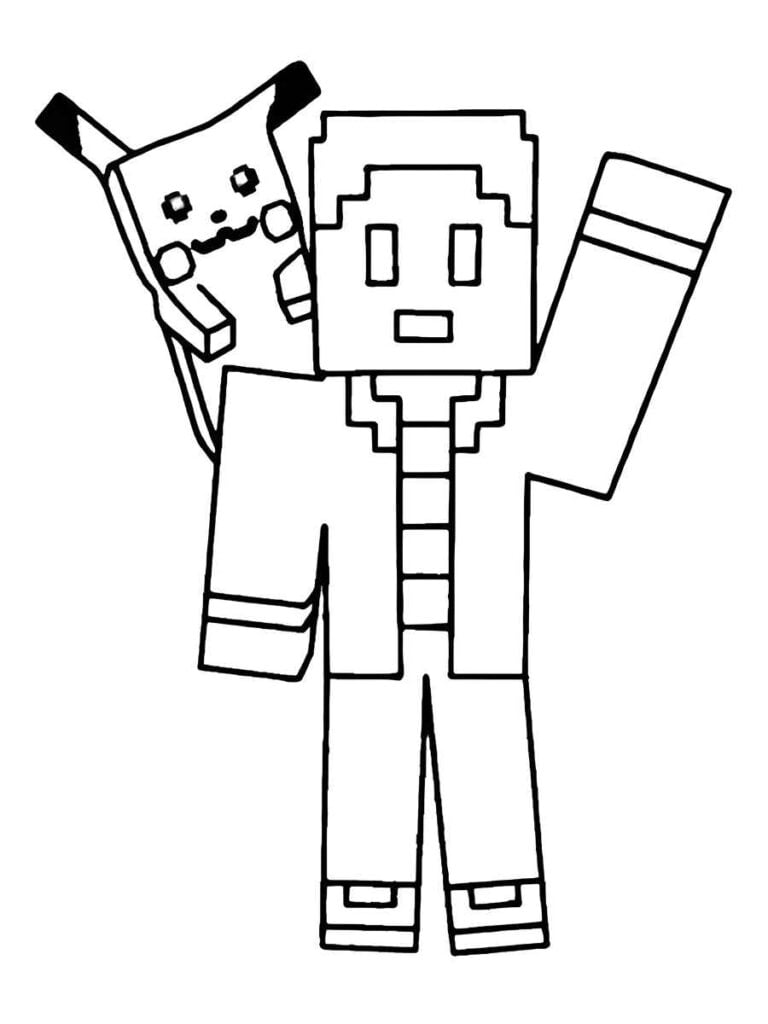 minecraft para colorir pikachu