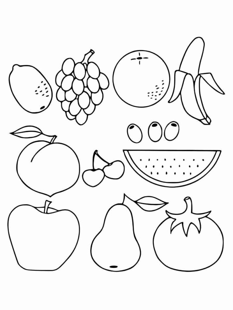 Desenhos de Cesta de Frutas Feliz para Colorir e Imprimir