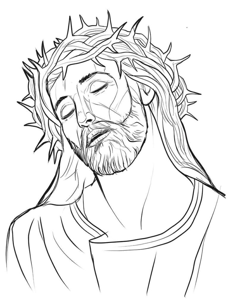 Jesus com Coroa de Espinhos para Colorir