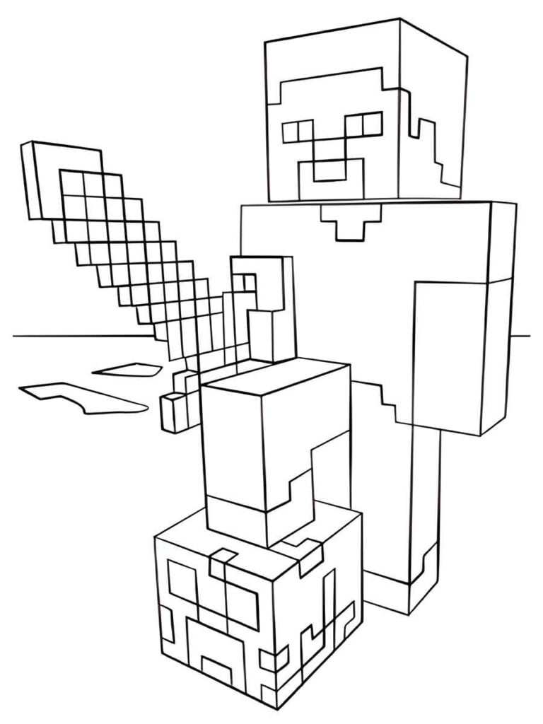 steve minecraft para colorir