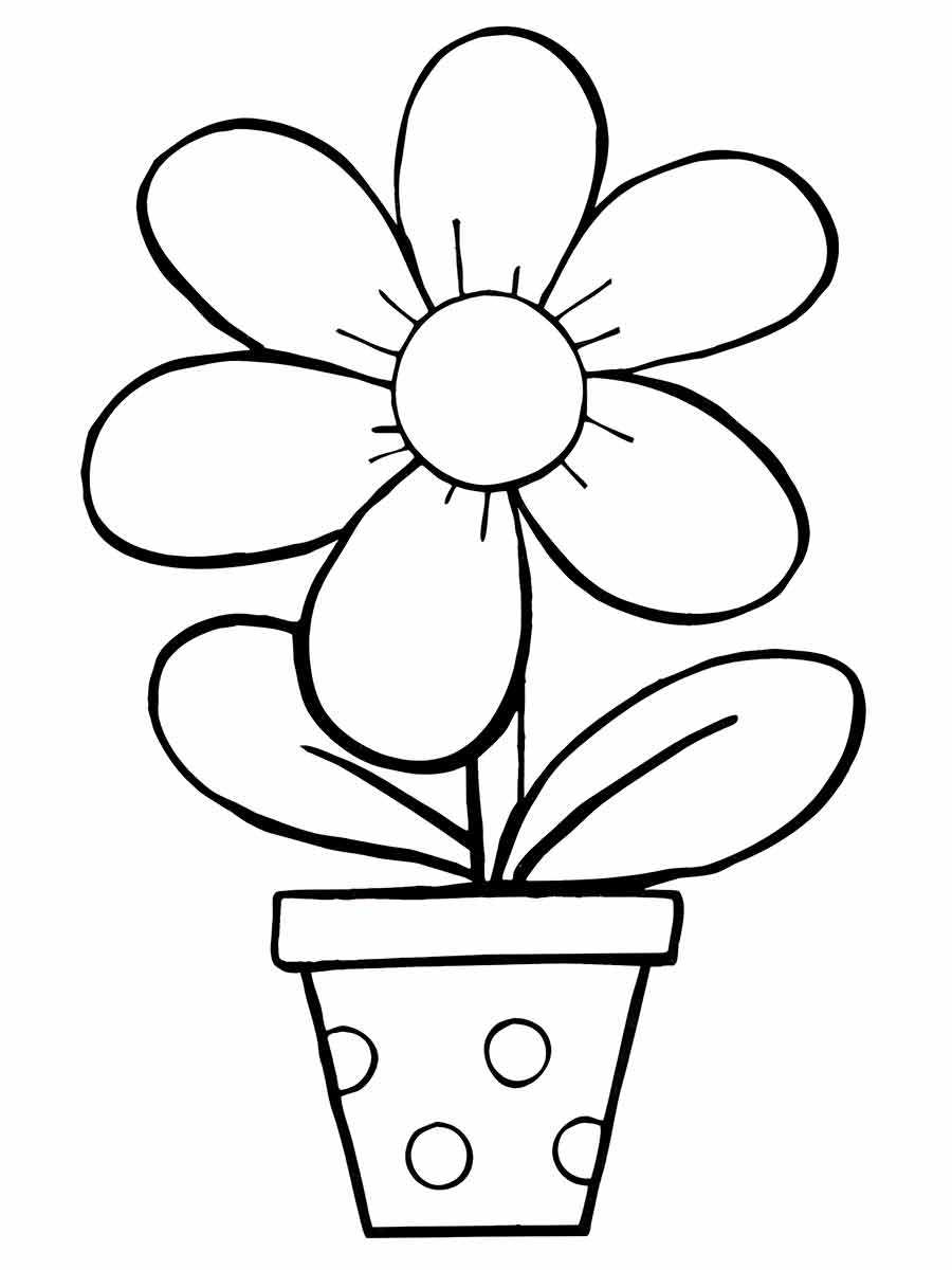 desenho infantil de vaso de flor para colorir