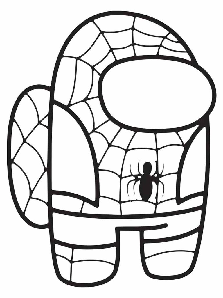 desenhos de homen aranha Among Us para colorir