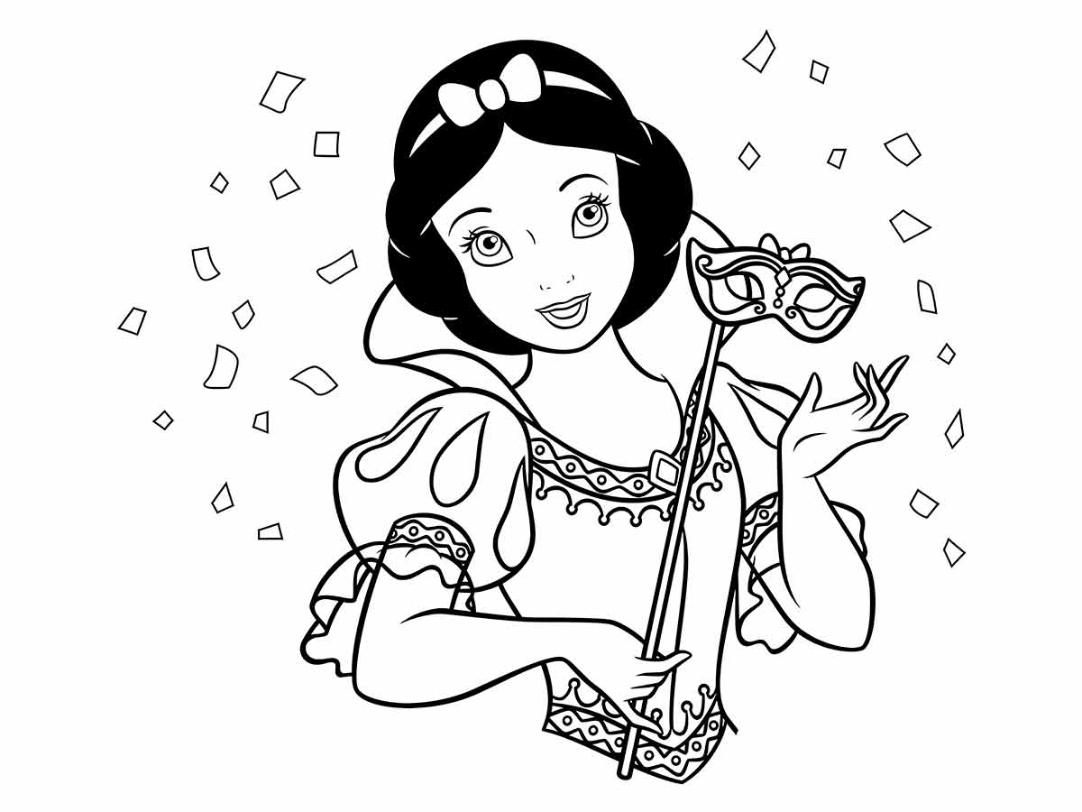 Desenhos para colorir da Branca de Neve dançando - imprimível