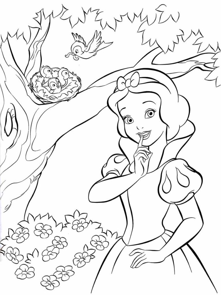 Desenho de Branca de Neve para pintar e colorir