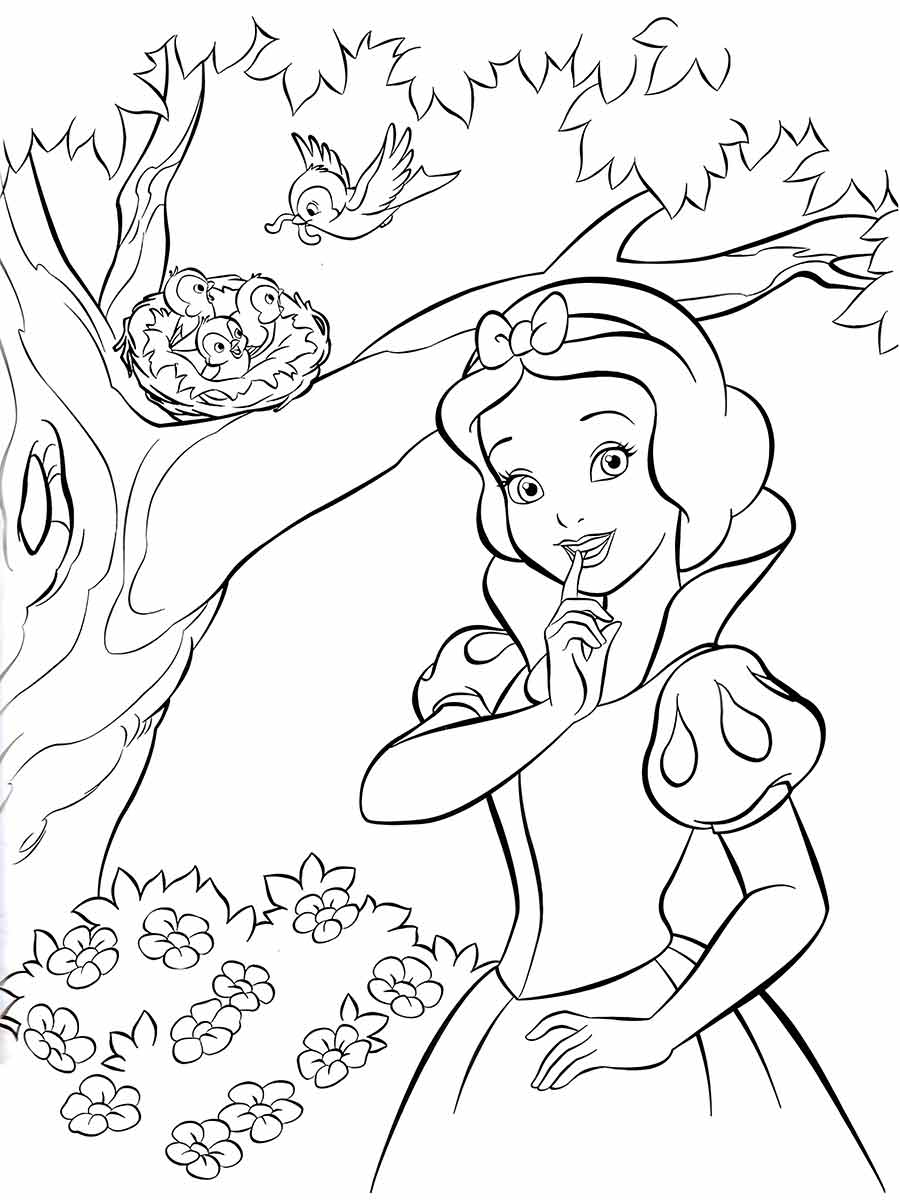 Desenho de Branca de Neve para pintar e colorir