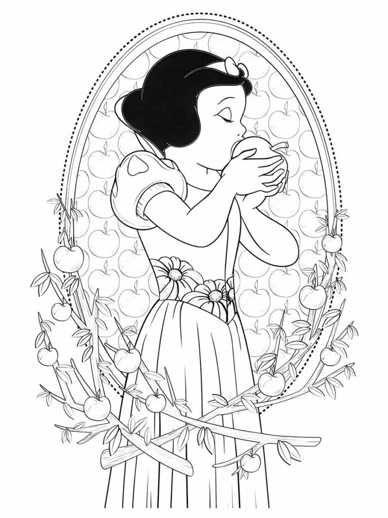 desenho de Branca de Neve para imprimir e colorir