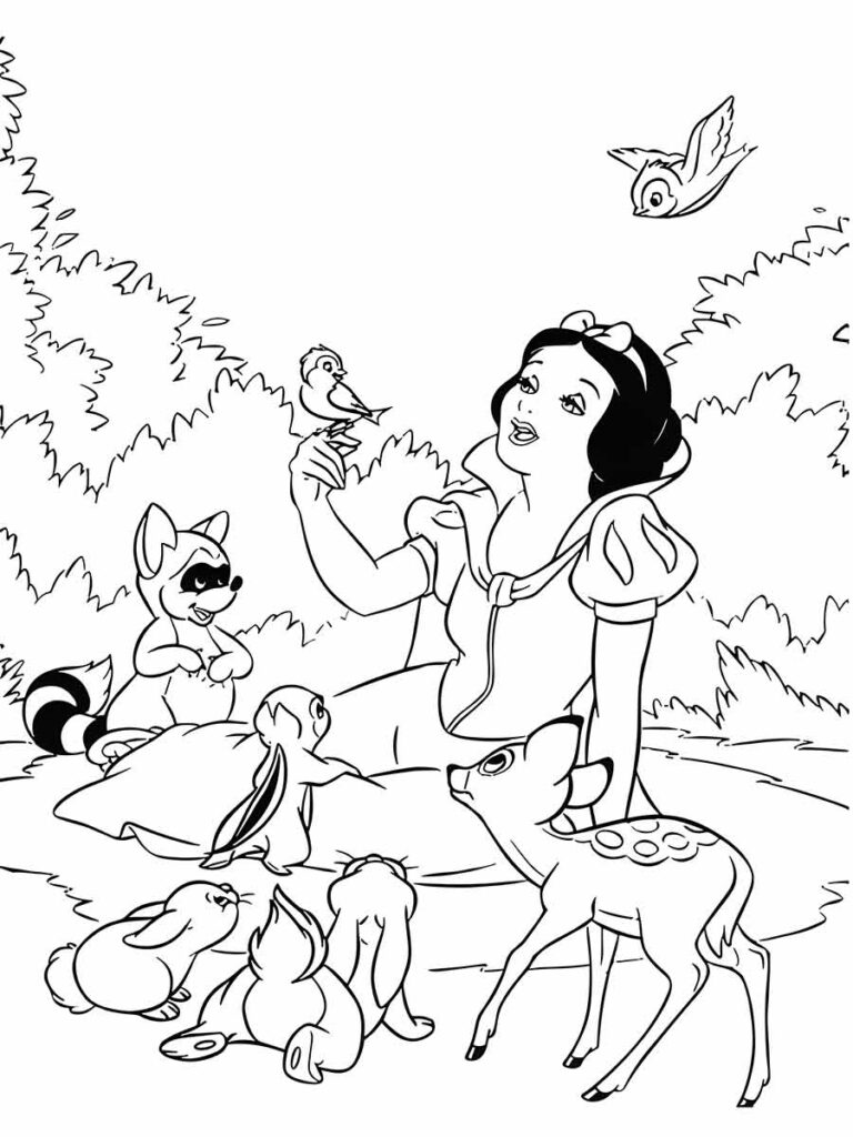 Branca de Neve em desenho para colorir