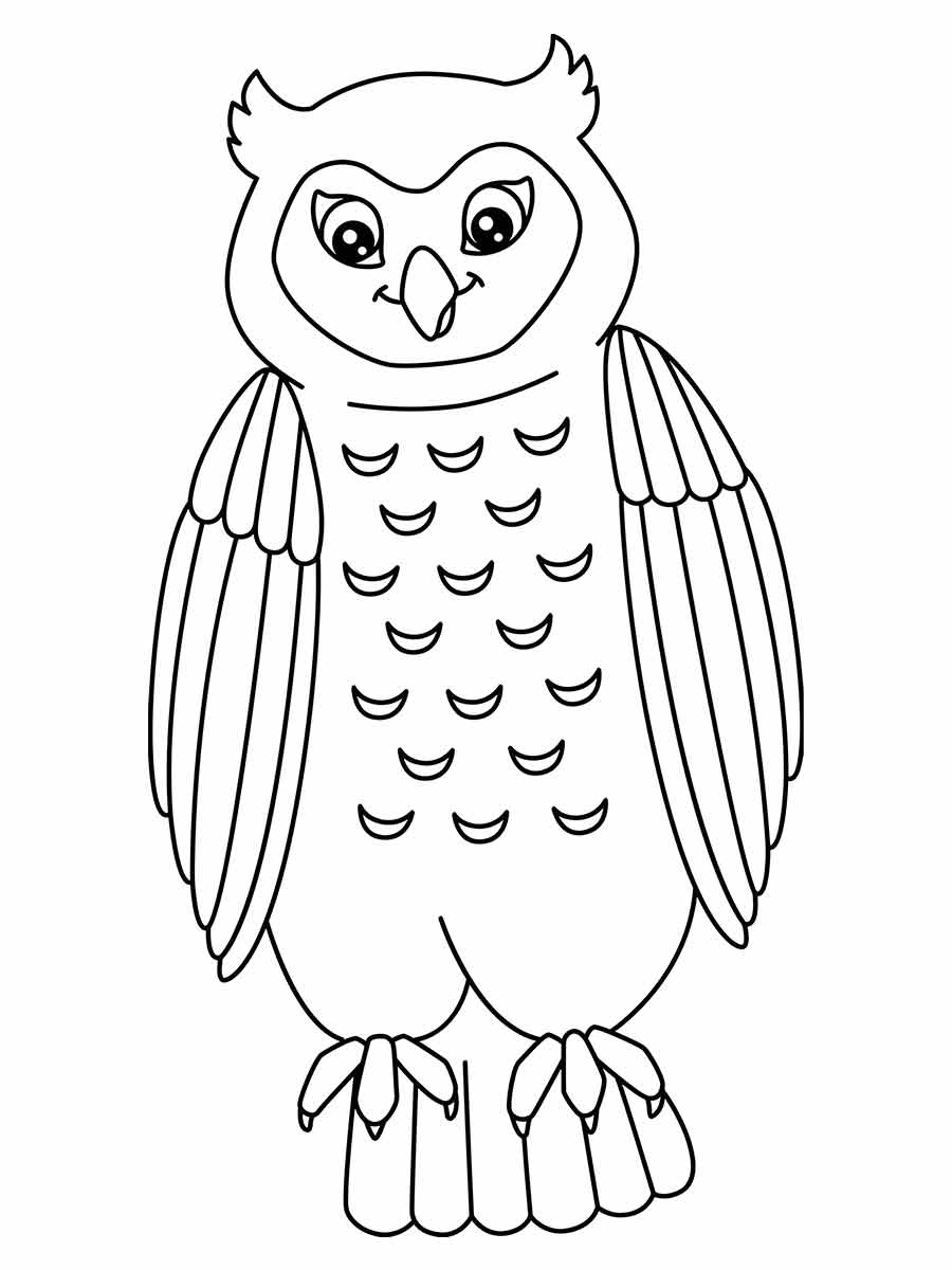Desenho para colorir adulto de coruja fofa sentada em um galho