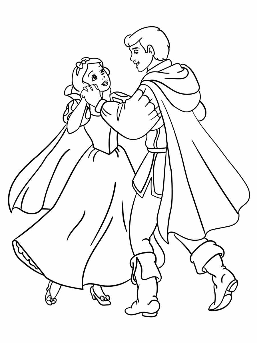 Desenho para colorir de branca de neve e o principe.