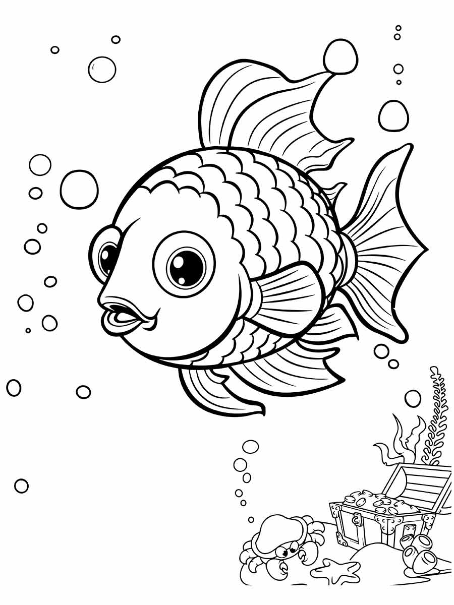 desenho de peixe no fundo do mar para colorir