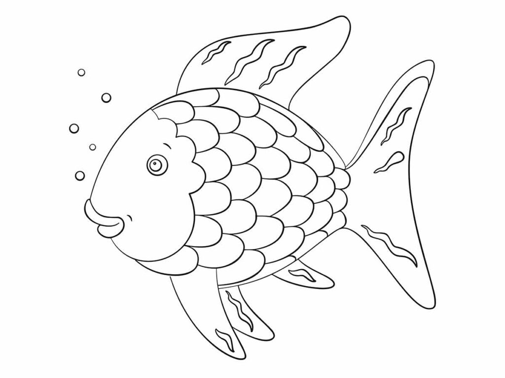 Desenho peixes para colorir com borda média