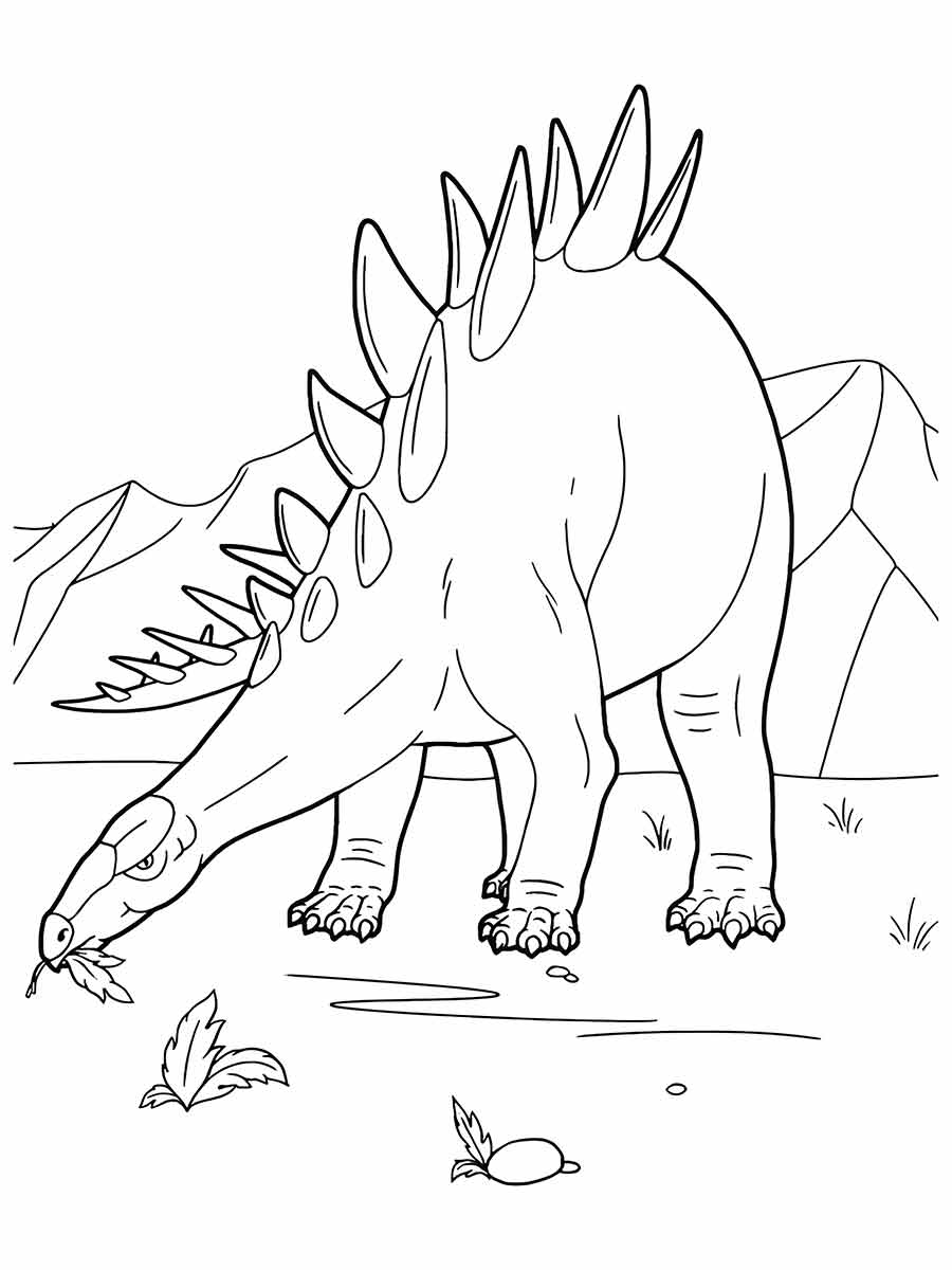 Desenho para colorir de Dinossauro comendo grama