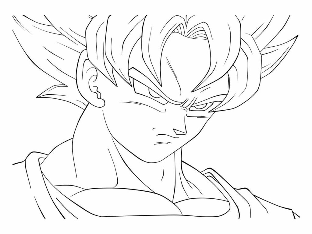 cabeça de goku para colorir