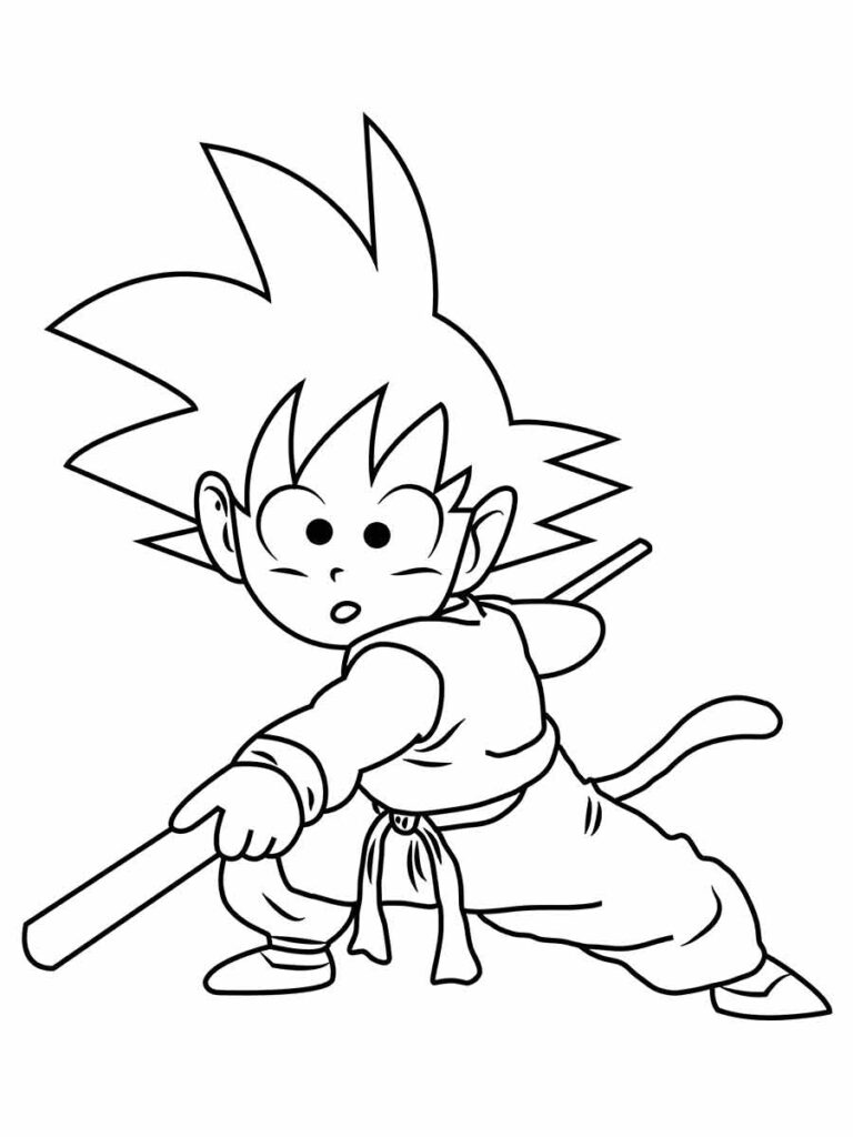 Goku infantil para colorir fácil